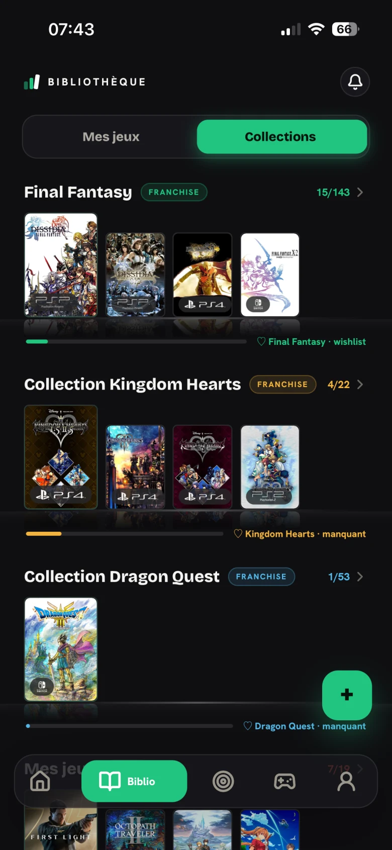 La bibliothèque et les collections SideQuest