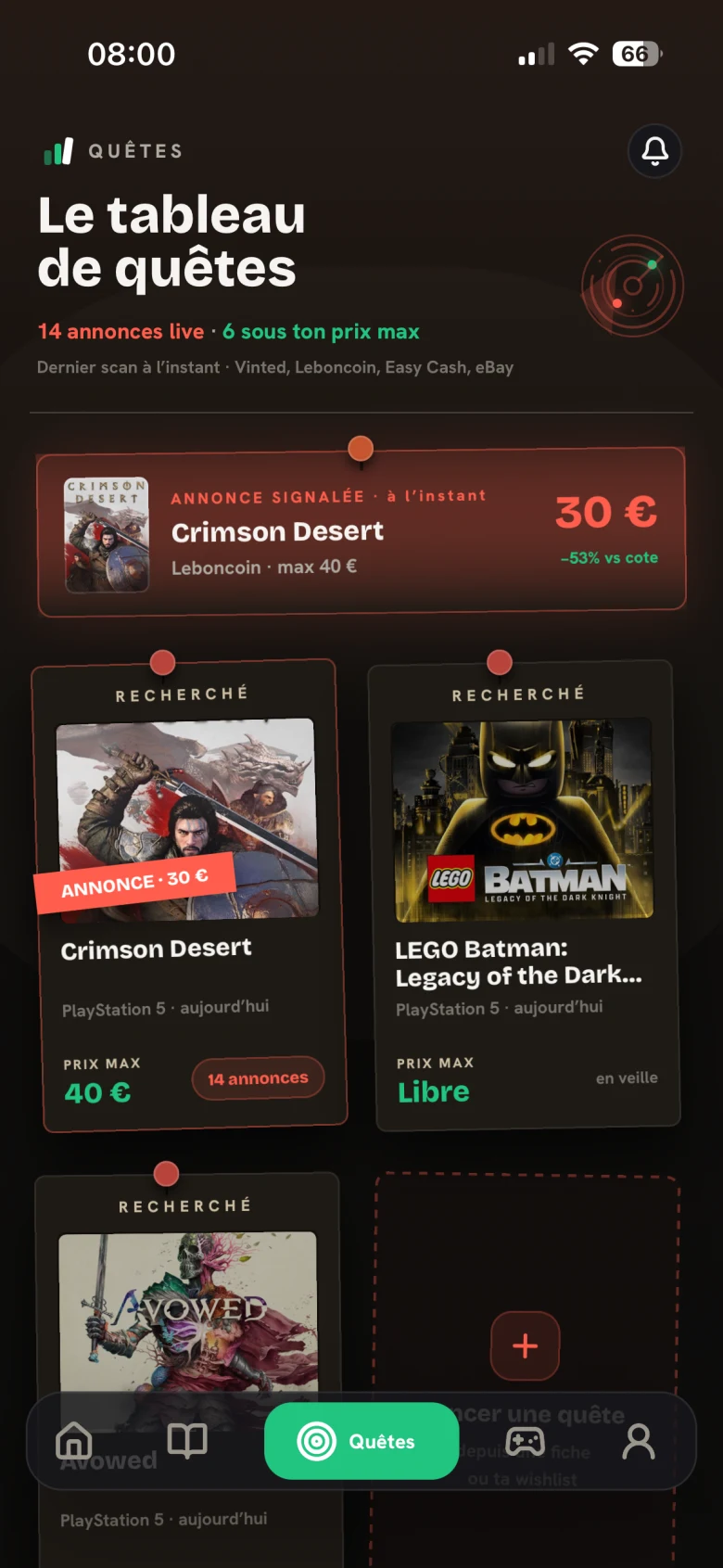 Les quêtes SideQuest et leurs annonces